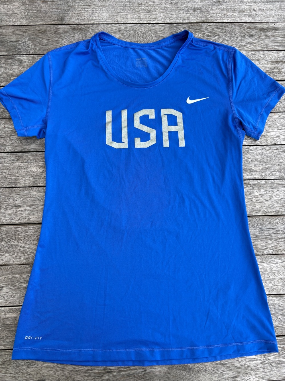Nike Pro Women’s Bright Blue USA Dri-FIT Short Sleeve Tee